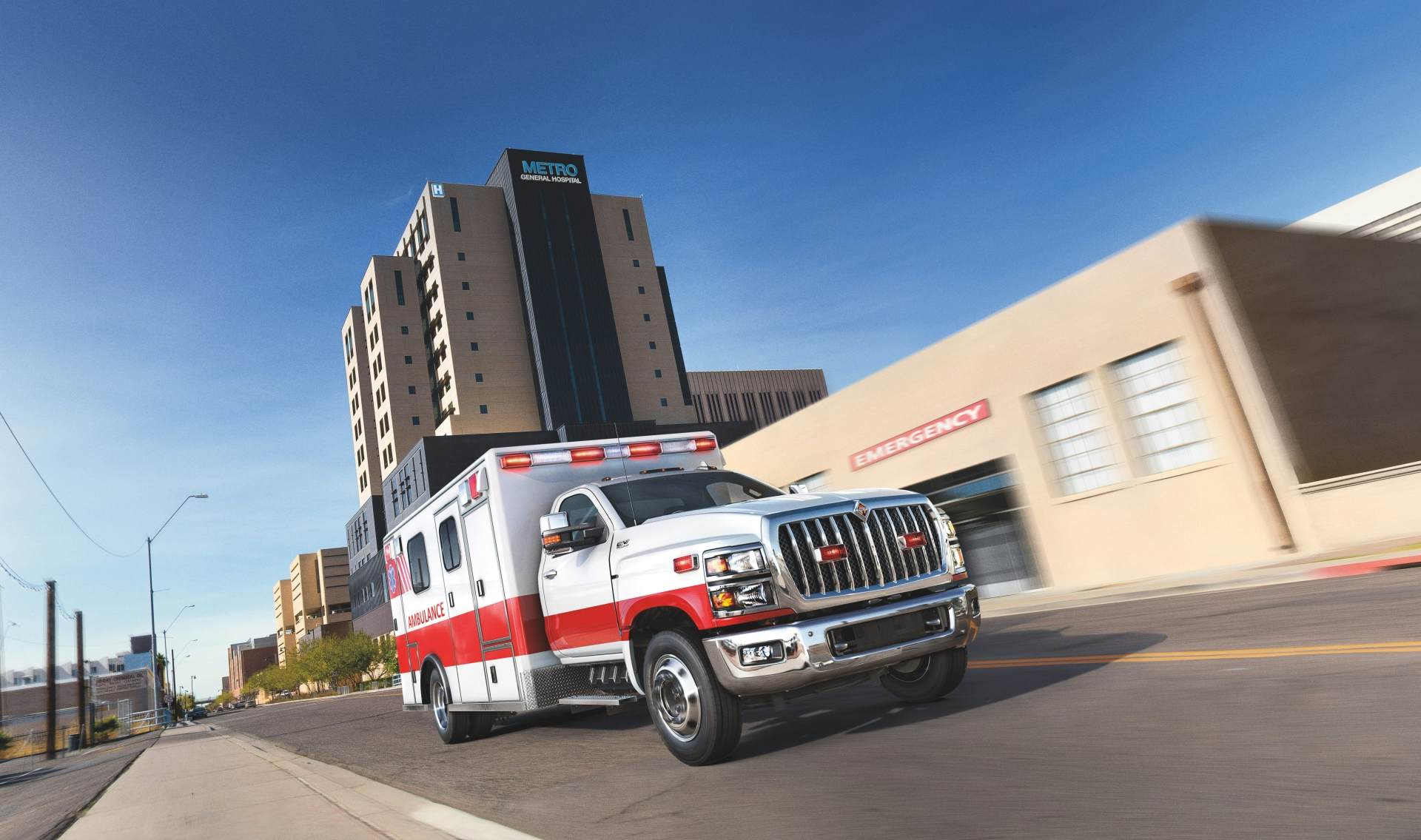A ambulance on the road