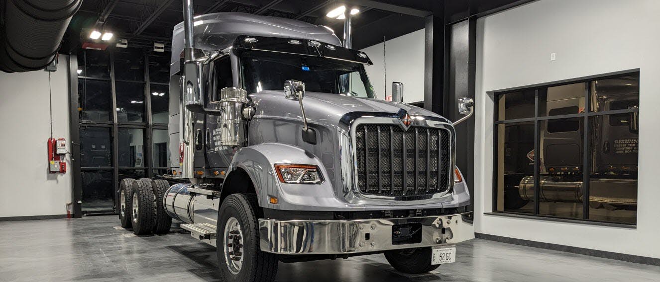 International Truck parked indoors