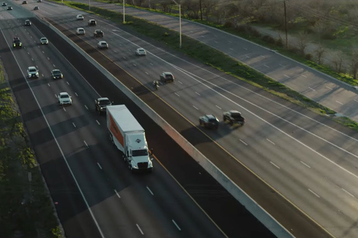 A truck on a highway