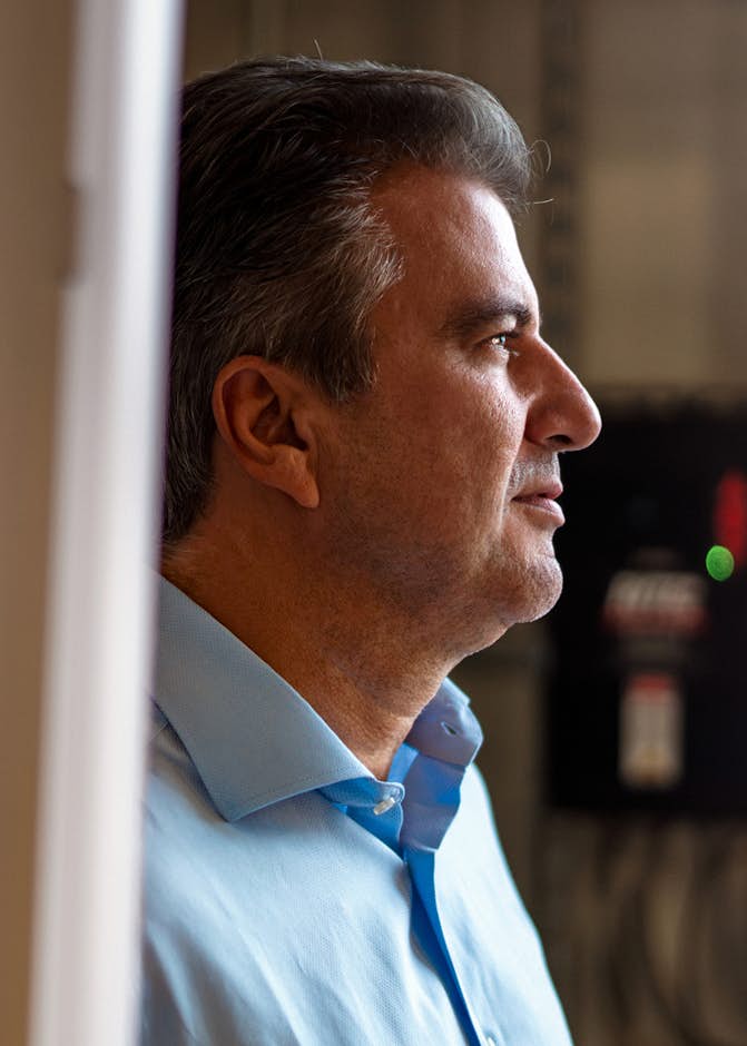 Man walking through factory