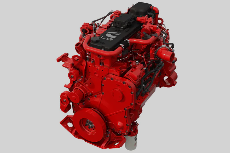 A red and black engine