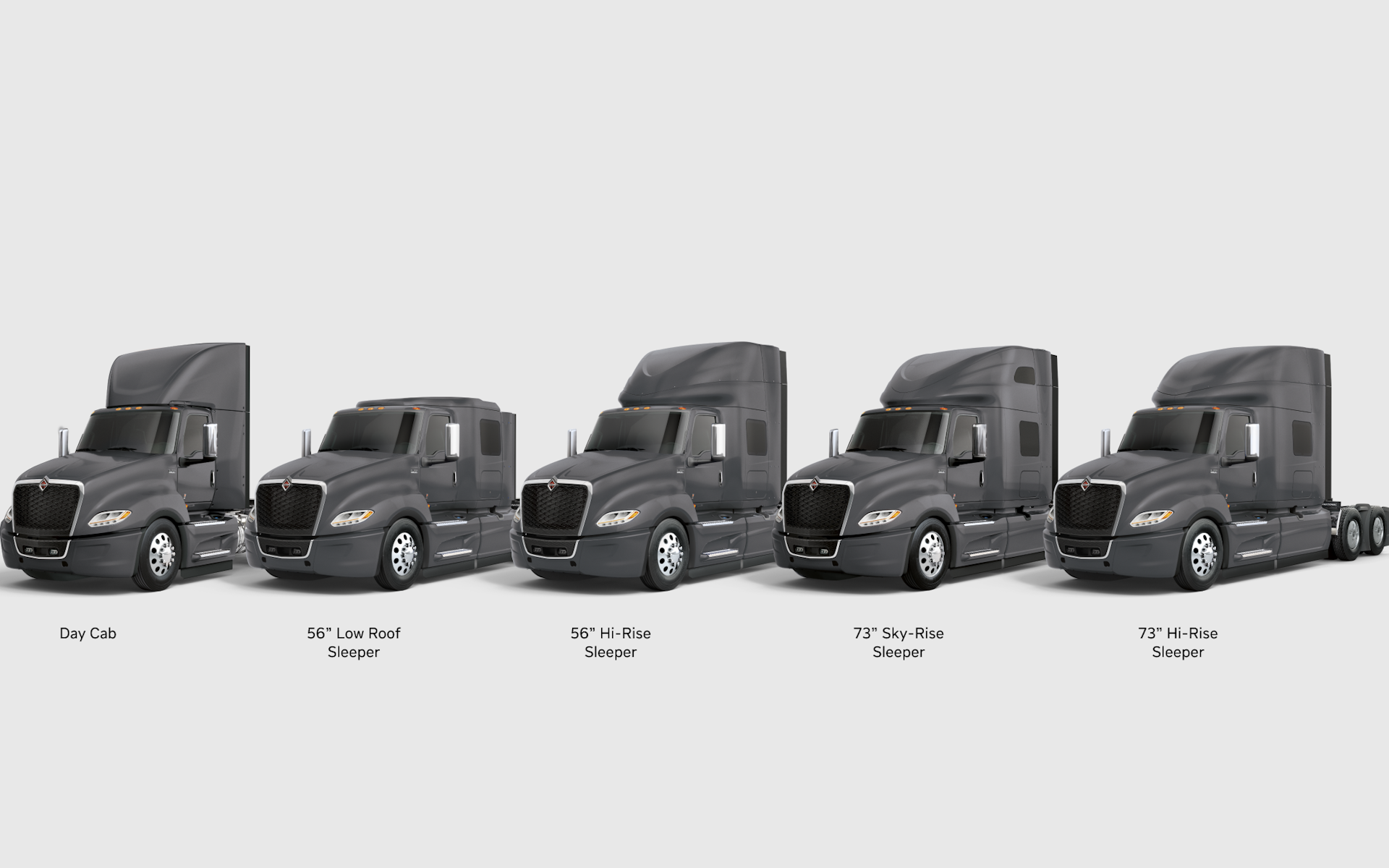 A row of semi trucks